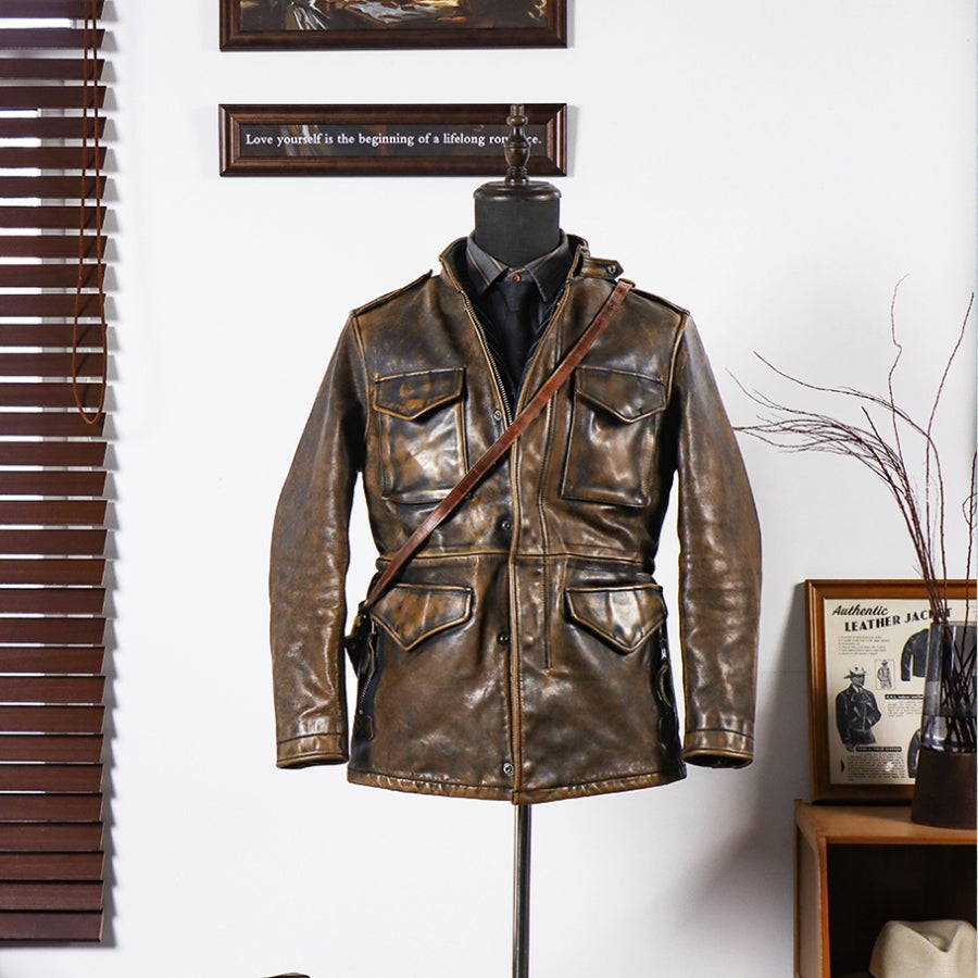 Men's Leather Jacket - Bronze