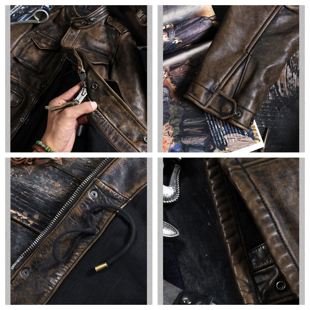 Men's Leather Jacket - Bronze