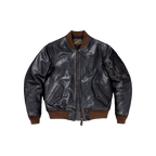 Men's MA-1 Bomber Leather Jacket, Teacore Cowhide - S