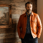 Men's Leather Jacket - Amber