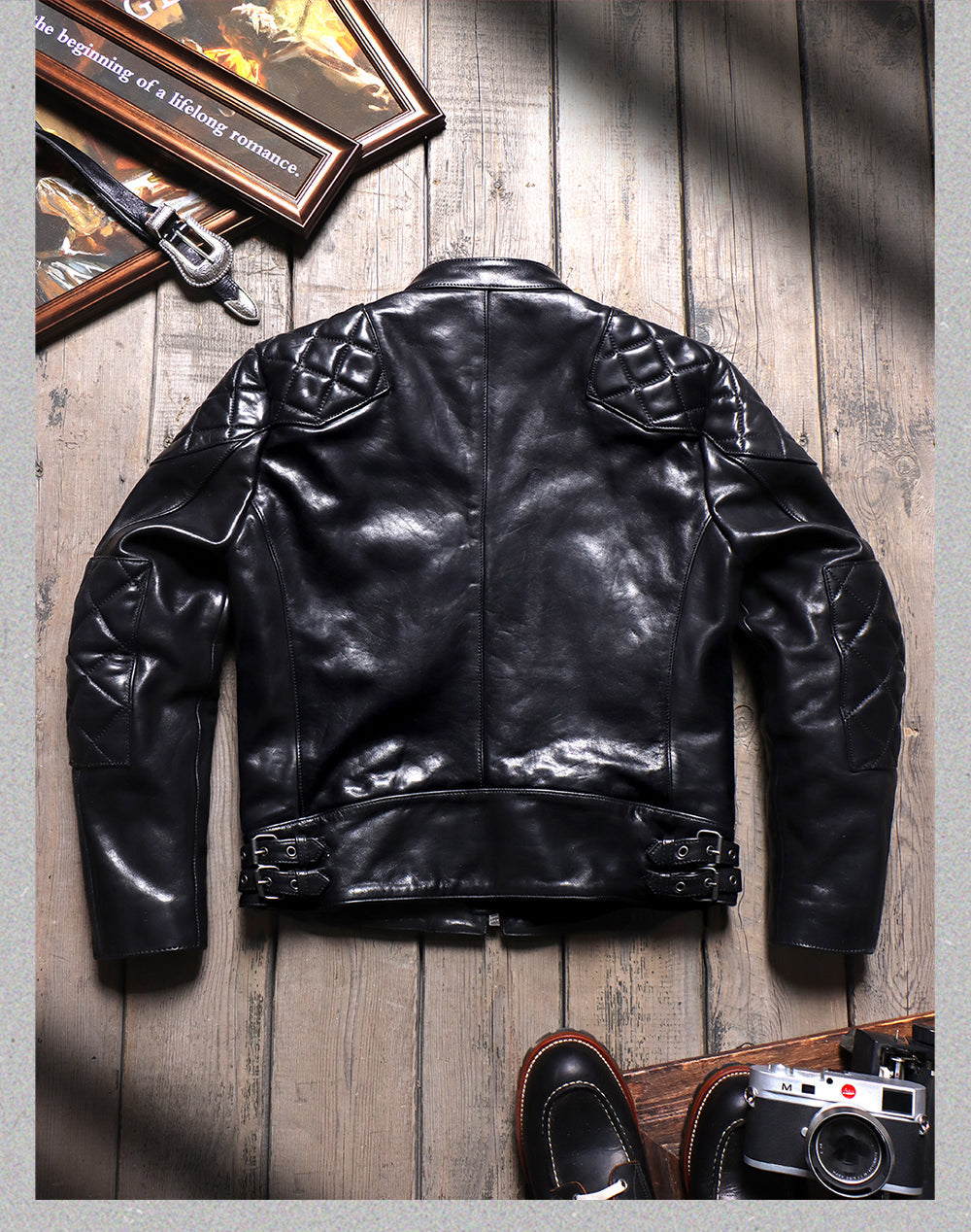 Men's Leather Jacket - Black Cowhide