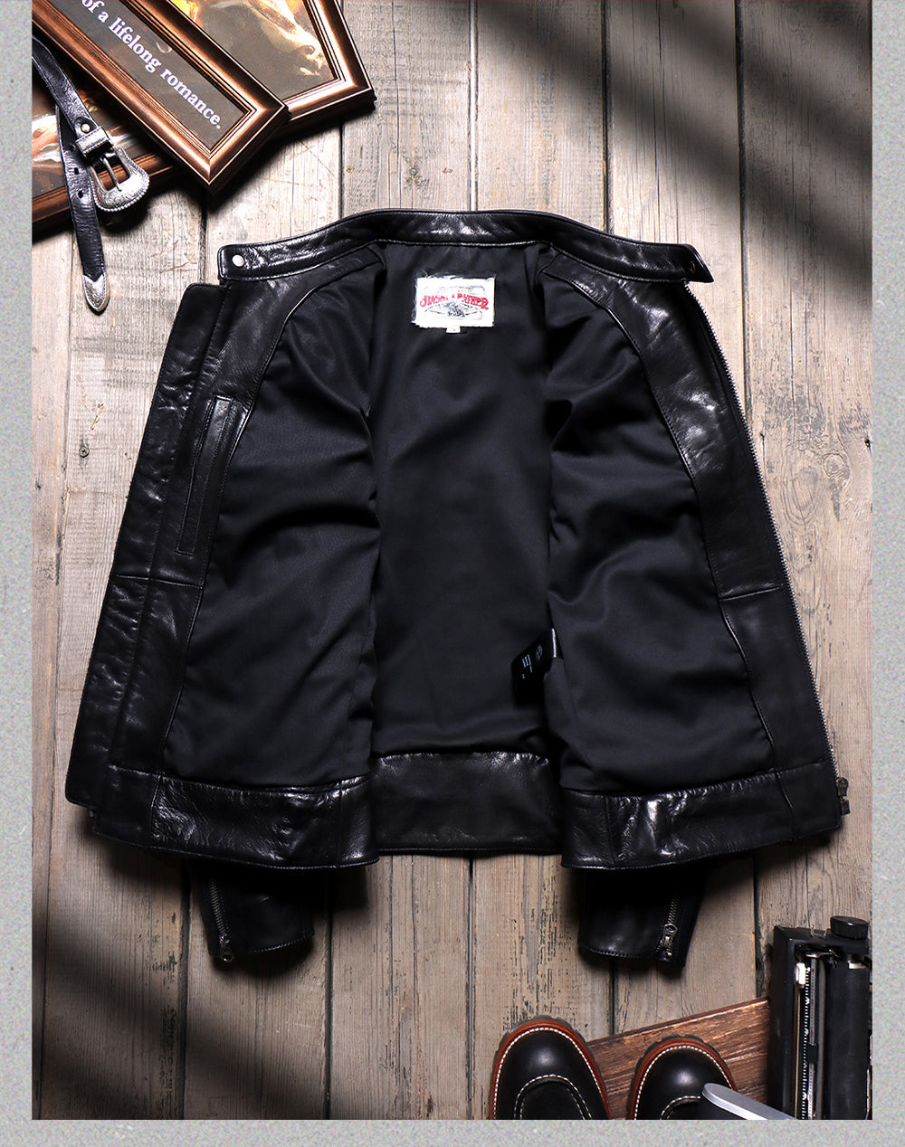 Men's Leather Jacket - Black Cowhide