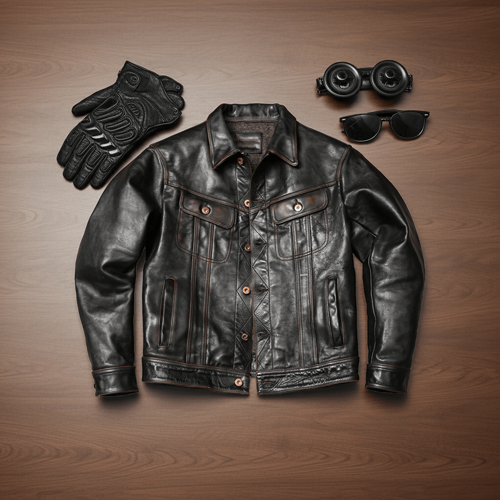 Men's Leather Jacket - Black
