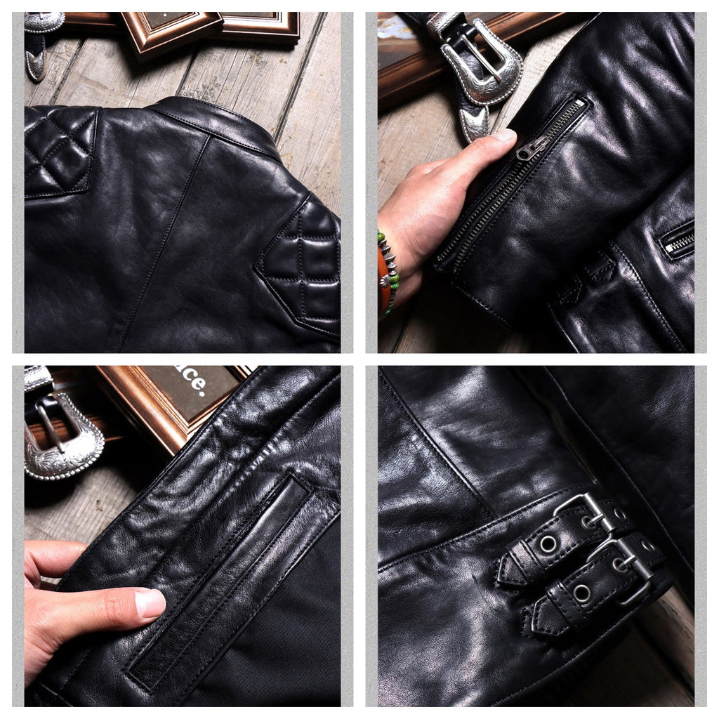Men's Leather Jacket - Black Cowhide