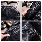 Men's Leather Jacket - Black Cowhide
