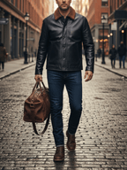 Men's Leather Jacket - Black