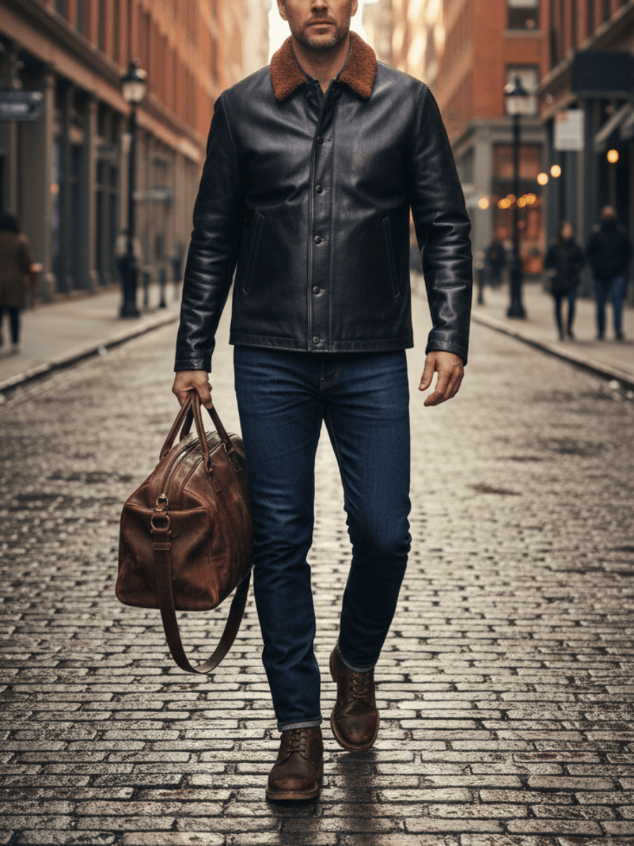 Men's Leather Jacket - Black