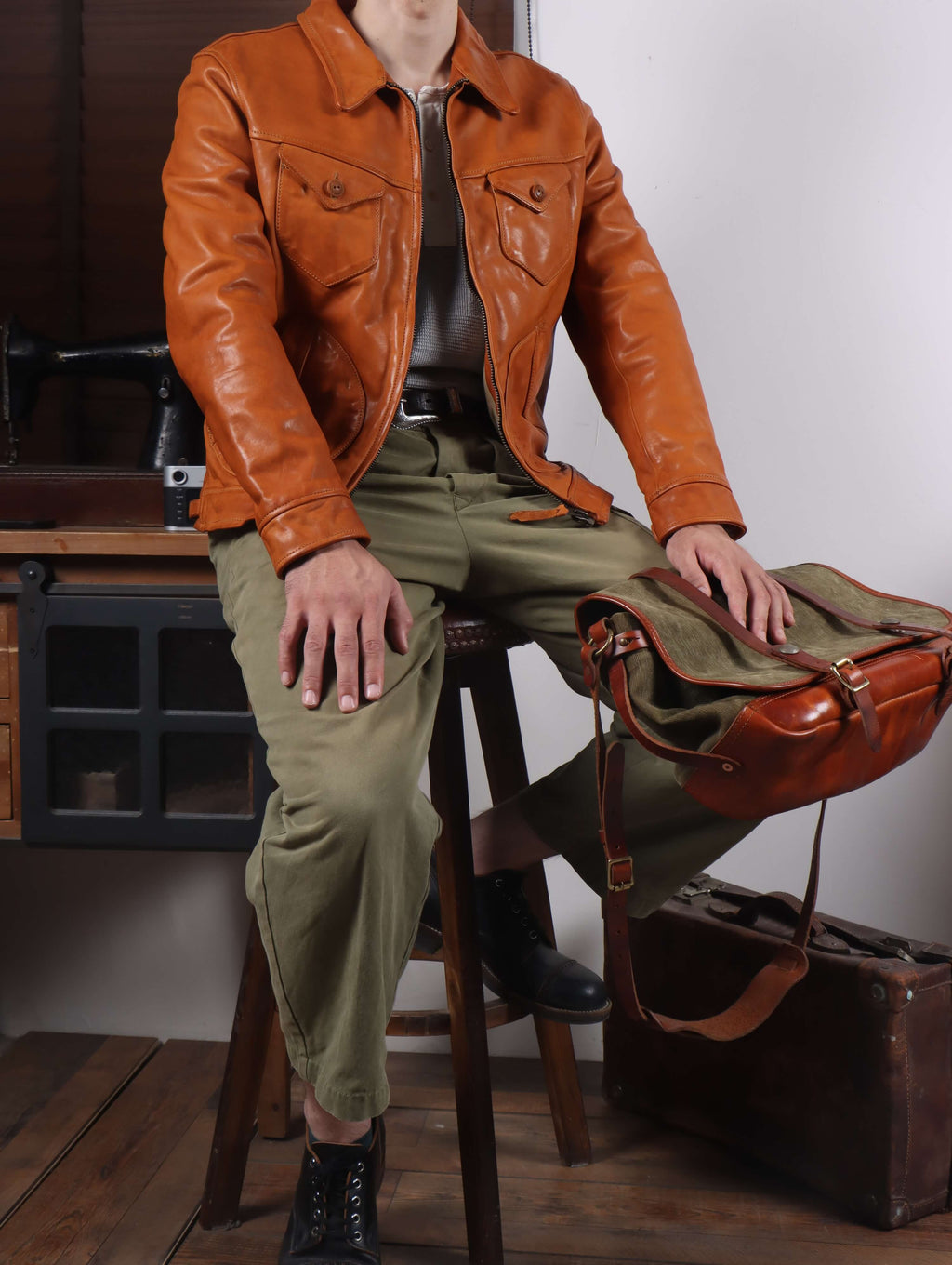 Men's Leather Jacket - Black