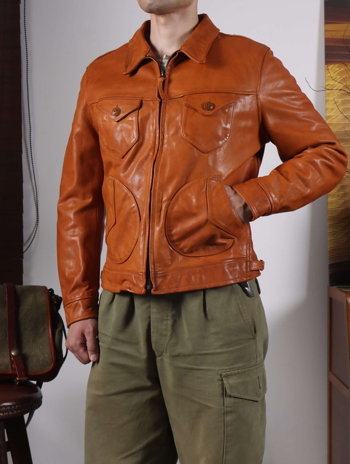 Men's Leather Jacket - Black