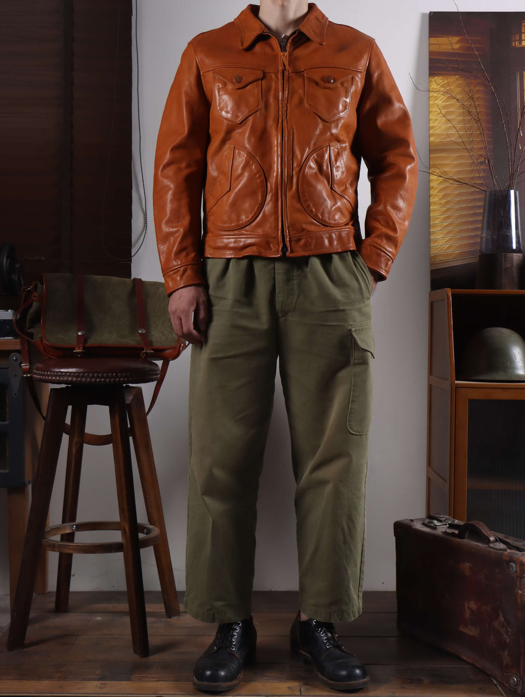 Men's Leather Jacket - Tan