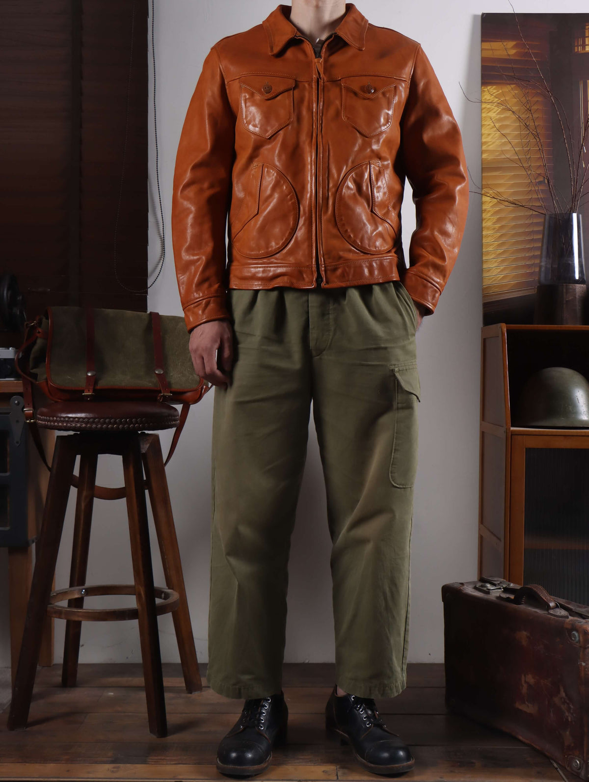 Men's Leather Jacket - Tan