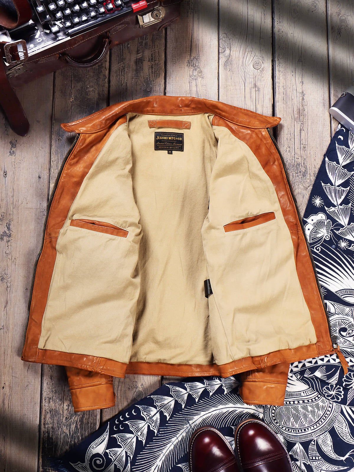 Men's Leather Jacket - Tan