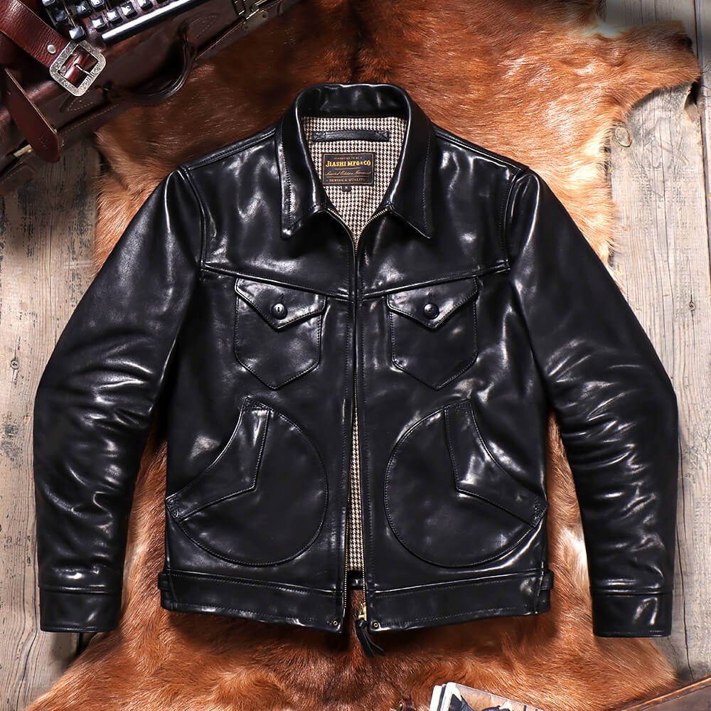 Men's Leather Jacket - Red Brown