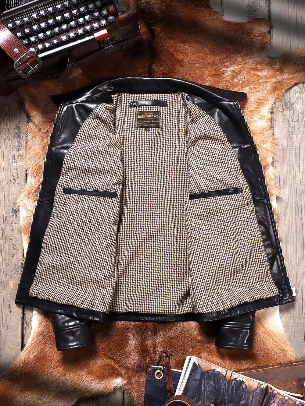 Men's Leather Jacket - Red Brown