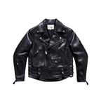 Men's Moto Leather Jacket, Cowhide - Black