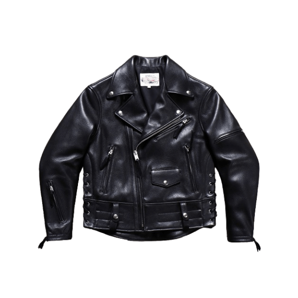 Men's Moto Leather Jacket, Cowhide - Black