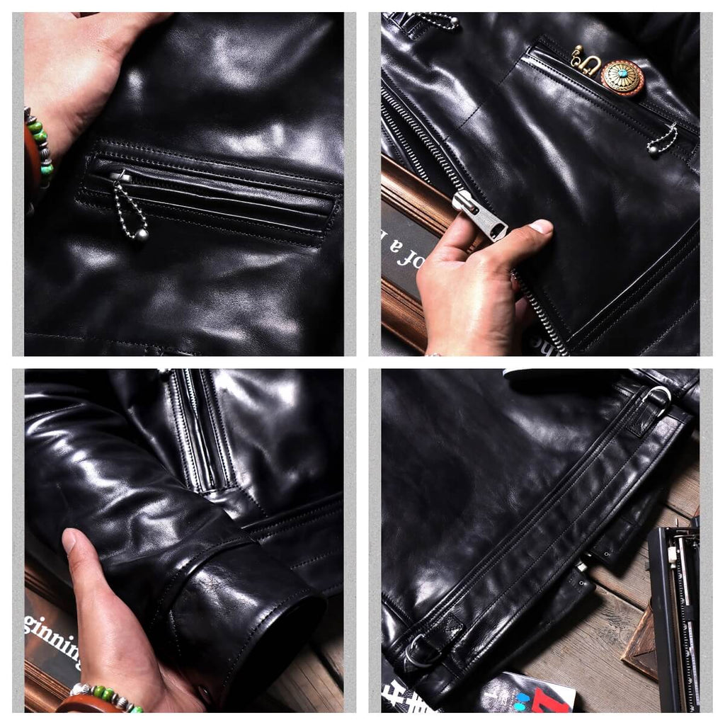 Men's Leather Jacket - Black Horsehide