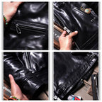 Men's Leather Jacket - Black Horsehide