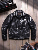 Men's Leather Jacket - Black Horsehide