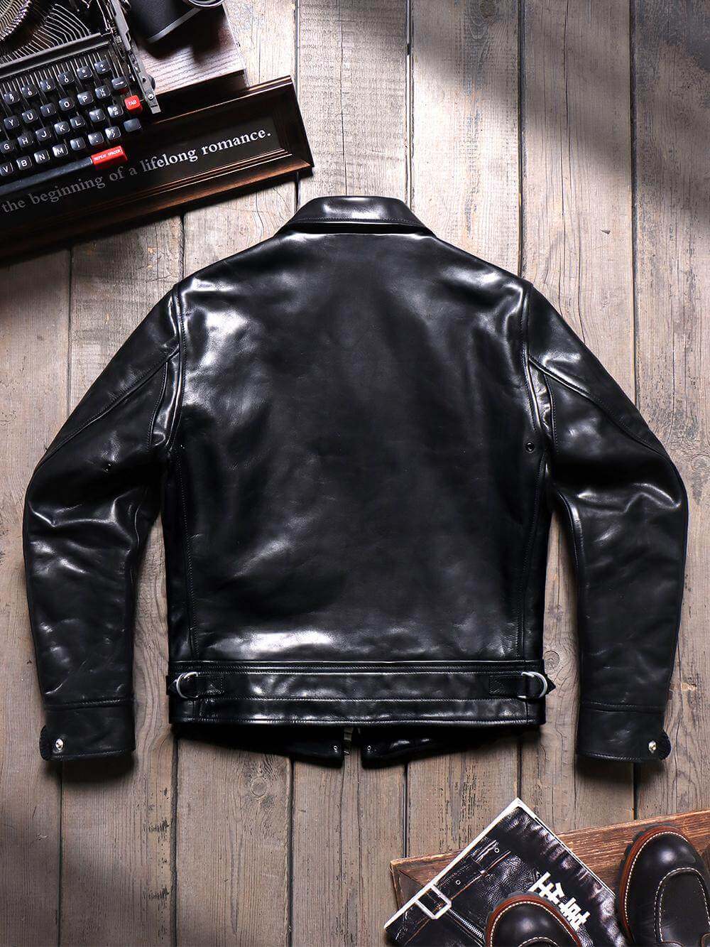Men's Leather Jacket - Black Horsehide