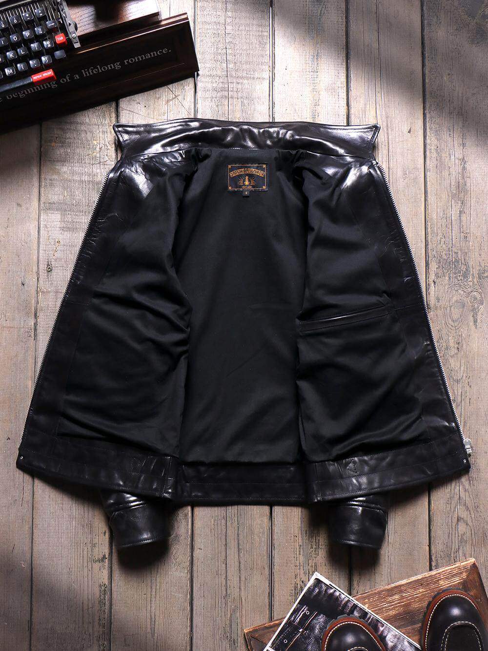 Men's Leather Jacket - Black Horsehide