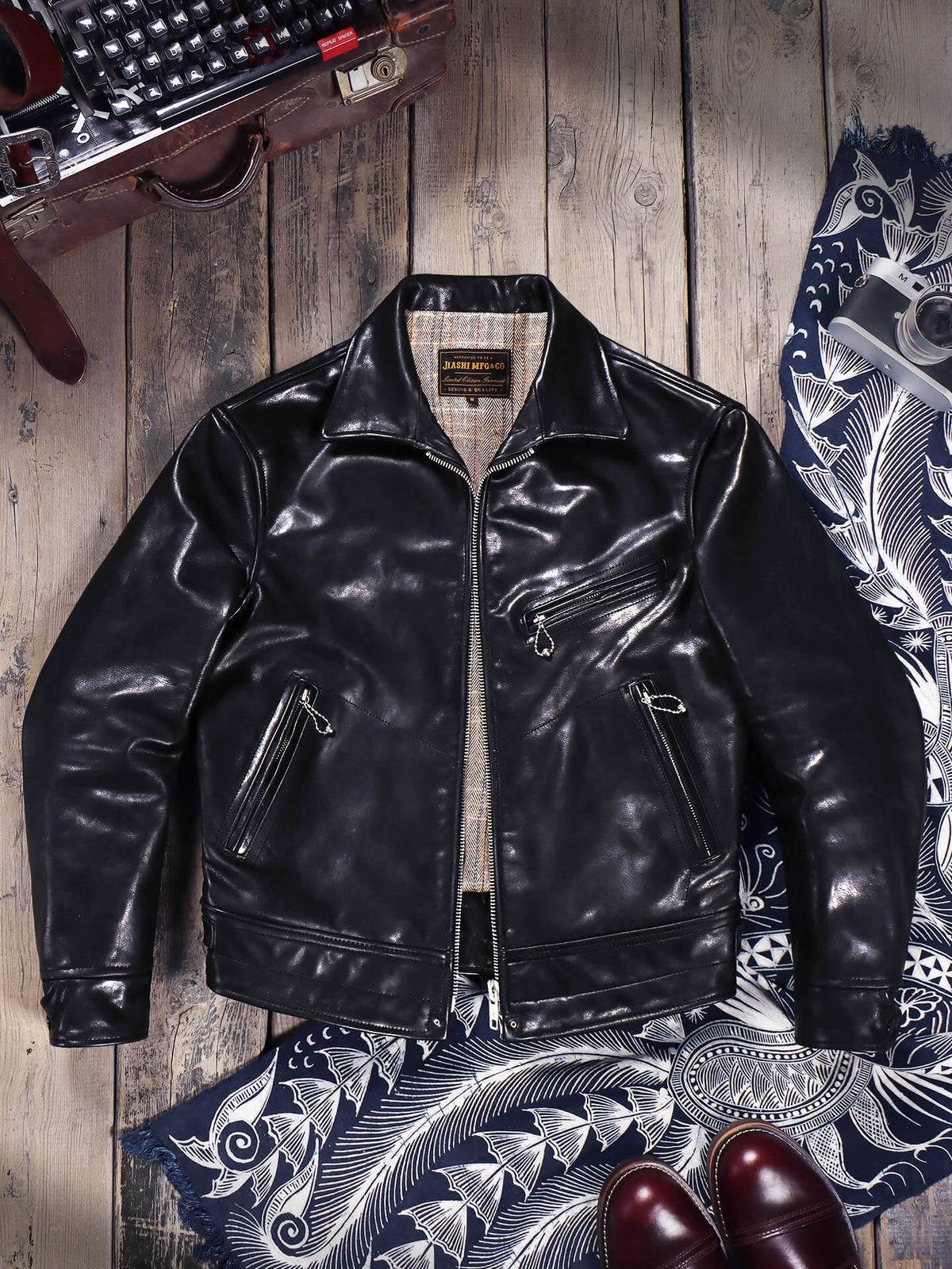 Men's Leather Jacket - Burgundy Horsehide