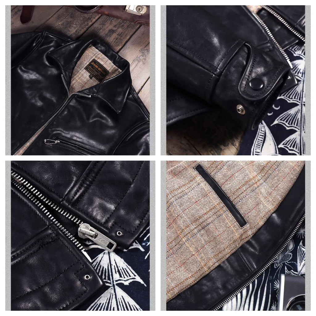 Men's Leather Jacket - Black Calfskin