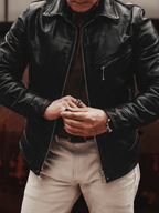 Men's Leather Jacket - Black Horsehide