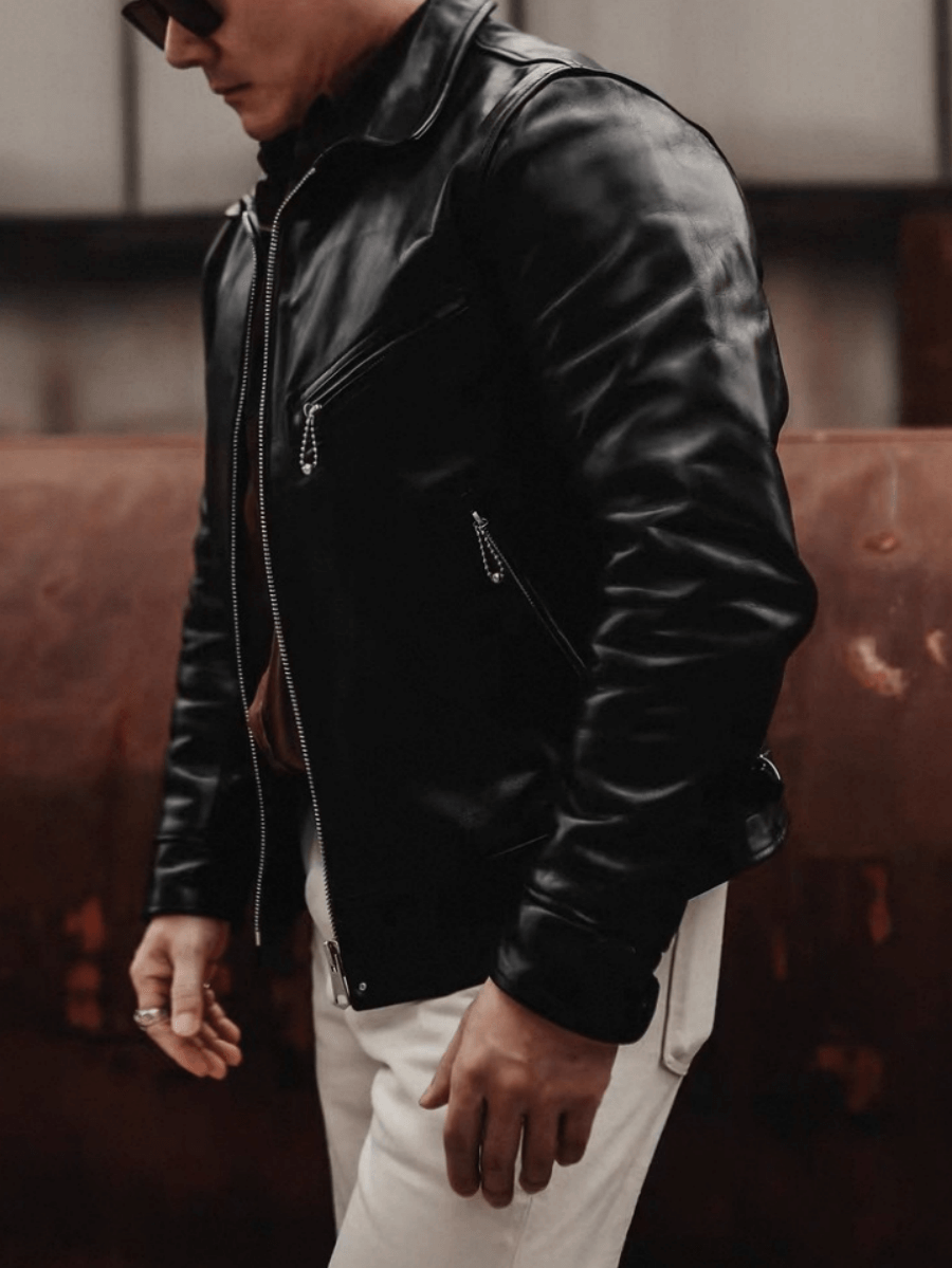 Men's Leather Jacket - Black Horsehide