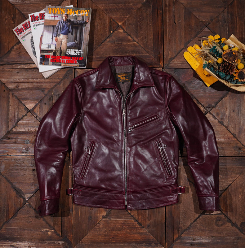 Men's Leather Jacket - Burgundy Horsehide