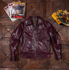 Men's Leather Jacket - Burgundy Horsehide
