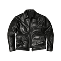 Men's Newsboy Leather Jacket, Goatskin - Black