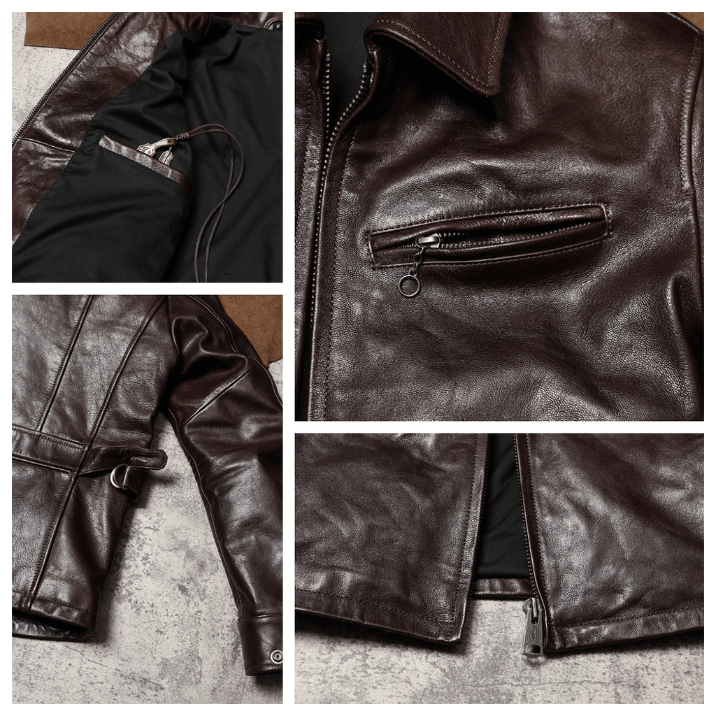 Men's Leather Jacket - Brown