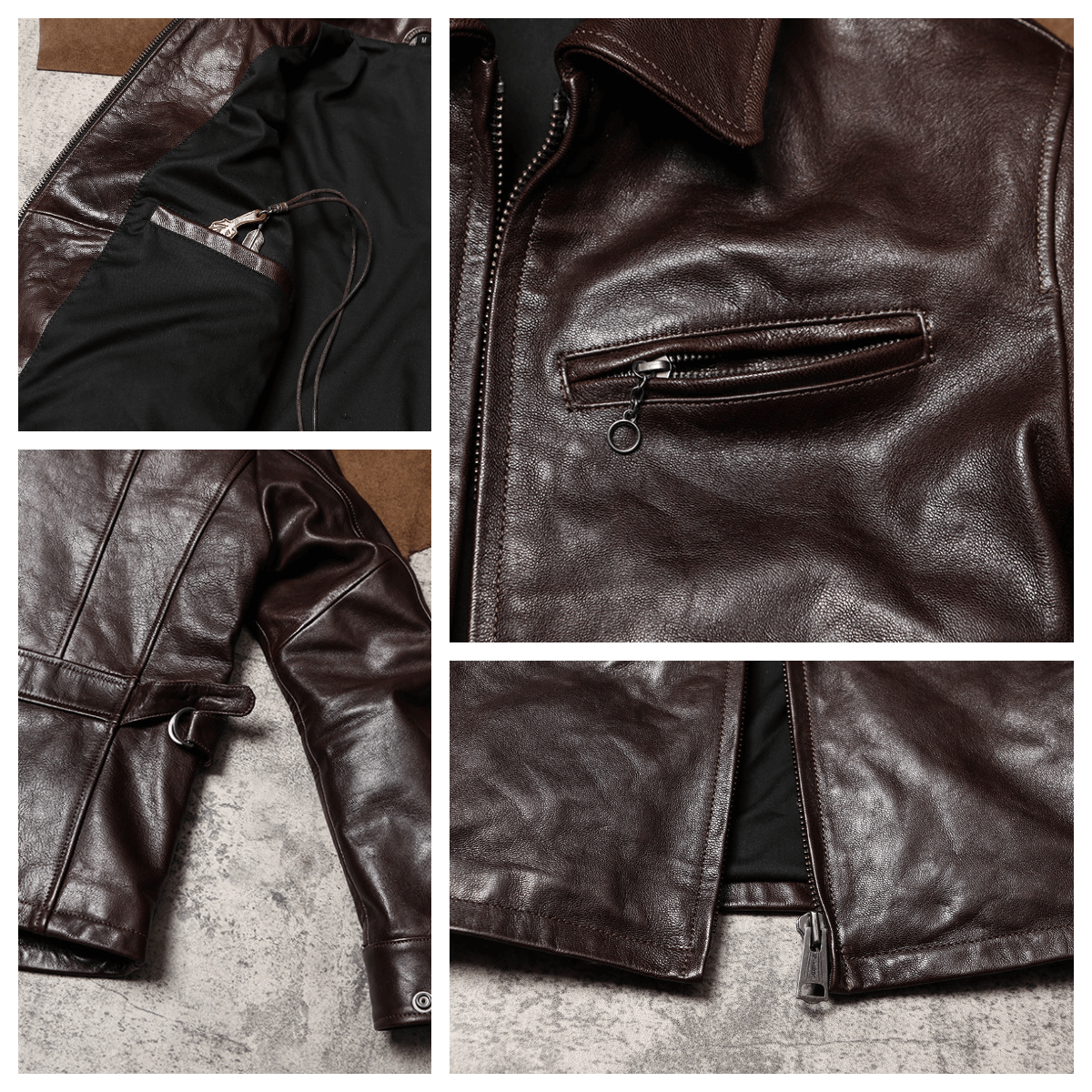 Men's Leather Jacket - Brown