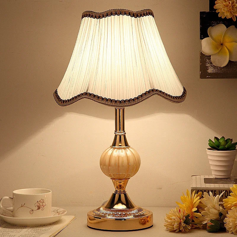 Vintage Style Table Lamp with Floral Shade - Style 2