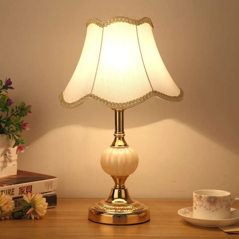 Vintage Style Table Lamp with Floral Shade - Style 3