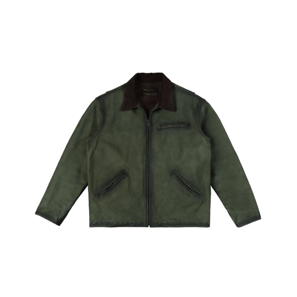 Men's Olive Detroit Leather Jacket - Olive