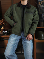 Men's Leather Jacket - Olive