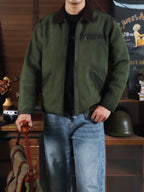 Men's Leather Jacket - Olive