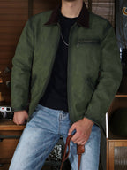 Men's Leather Jacket - Olive