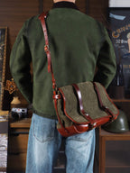 Men's Leather Jacket - Olive