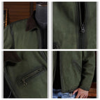 Men's Leather Jacket - Olive