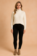 Women's Orla Turtleneck Sweater with Knit Pattern - Off-white
