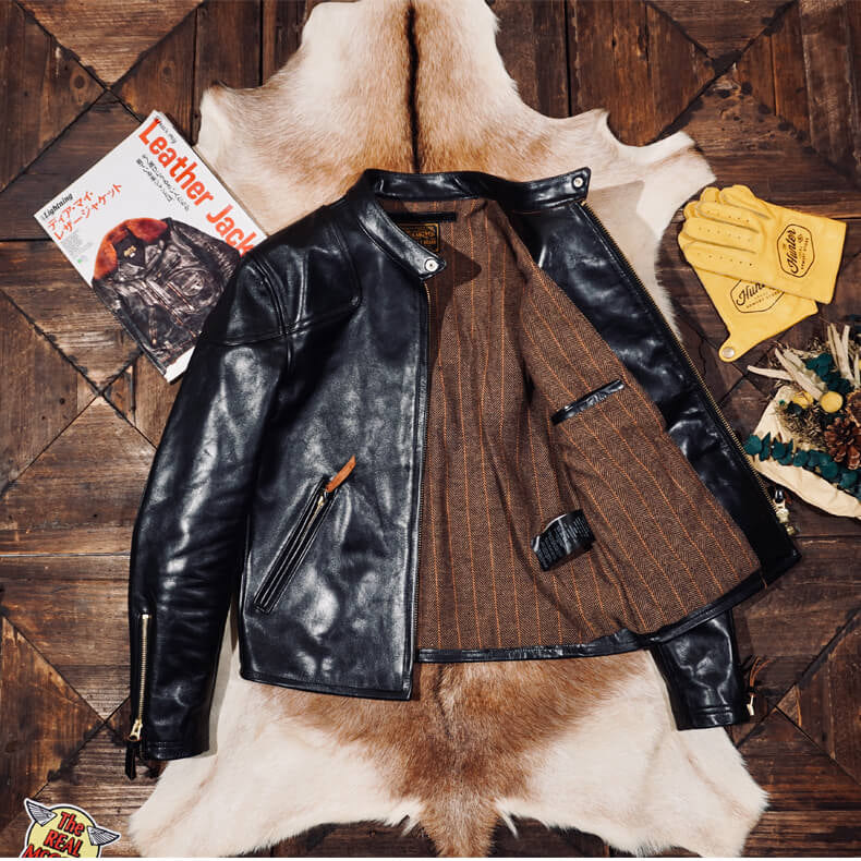 Men's Leather Jacket - 1.6mm Argyle-shaped Reinforcements