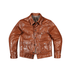 Men's Ranch Leather Jacket, Calfskin - Brown