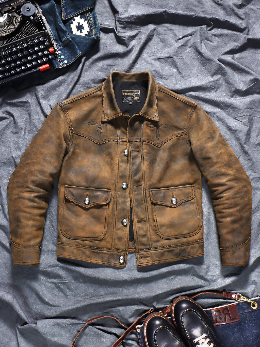 Men's Leather Jacket - Camel