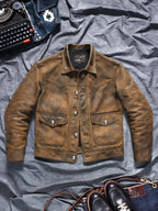 Men's Leather Jacket - Camel