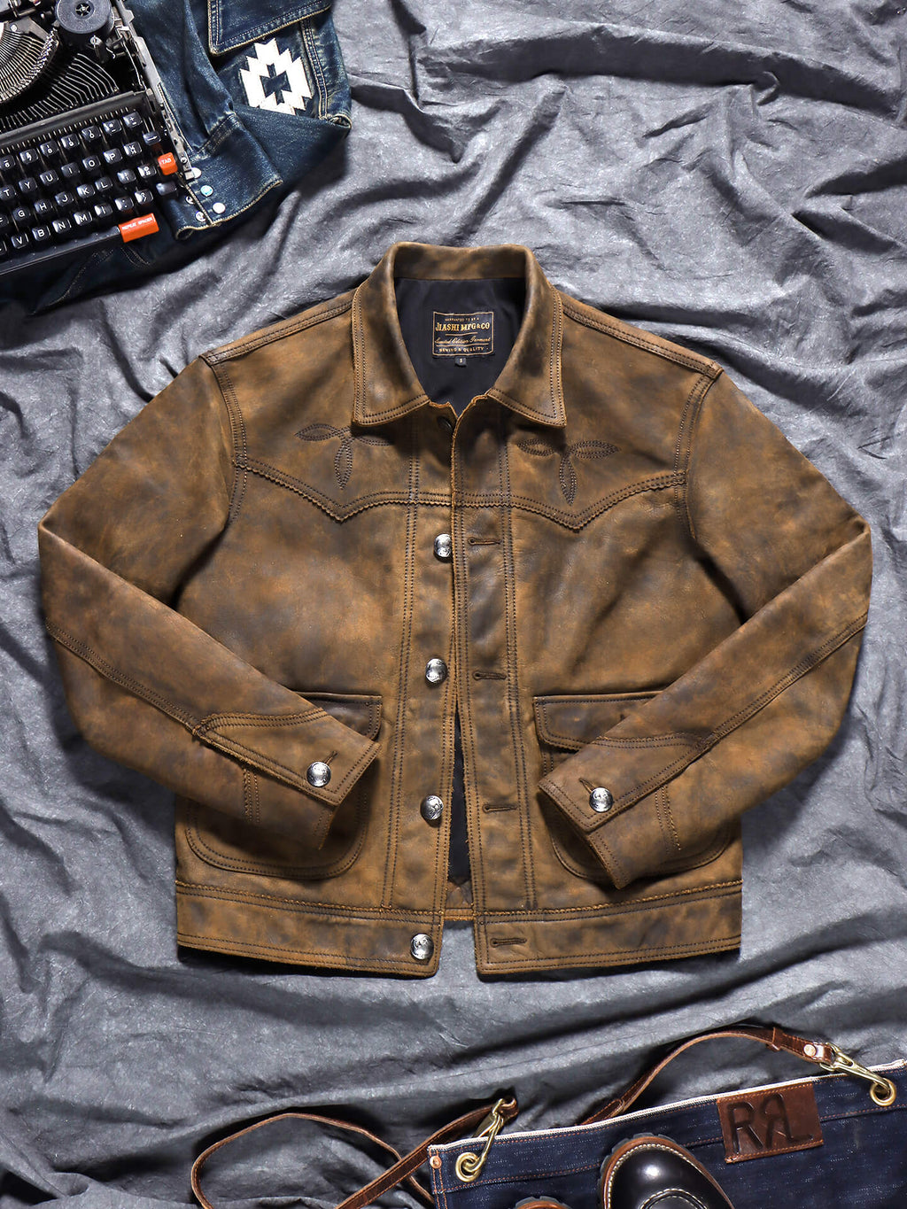 Men's Leather Jacket - Camel