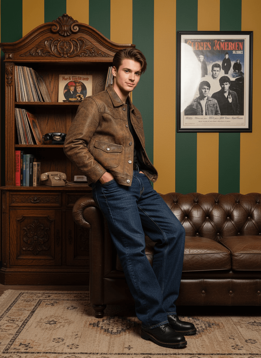 Men's Leather Jacket - Camel