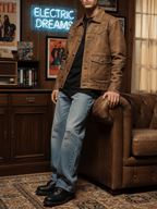 Men's Leather Jacket - Camel